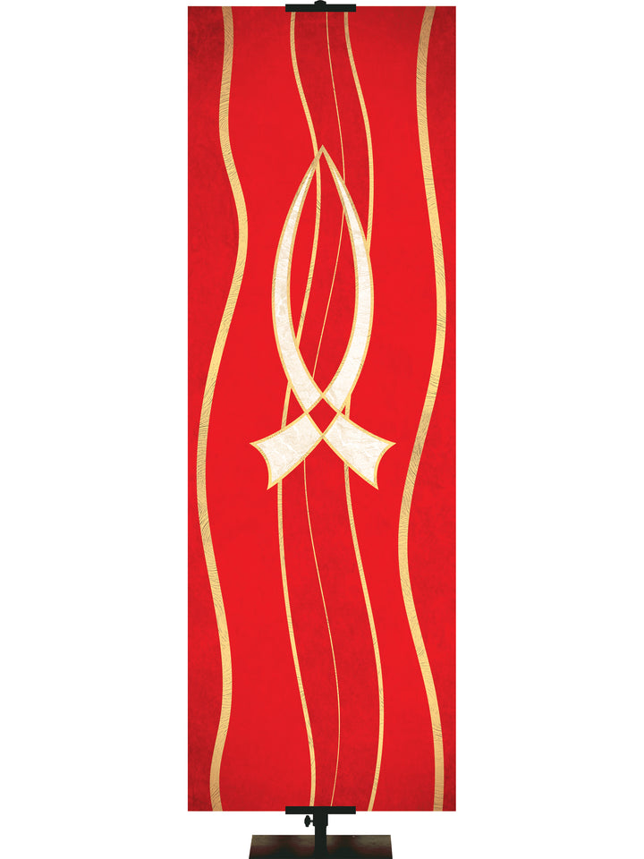 Custom Banner Experiencing God Symbols Fish - Custom Liturgical Banners - PraiseBanners