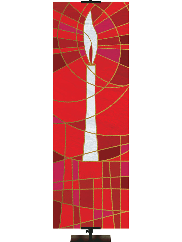 Luminescence Stained Glass Candle Symbol - Liturgical Banners - PraiseBanners