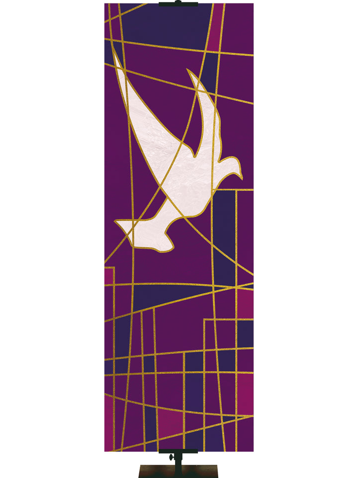 Luminescence Stained Glass Dove Symbol - Liturgical Banners - PraiseBanners