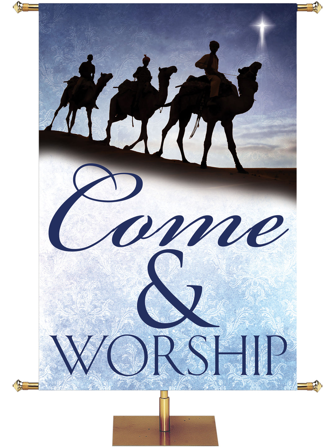 The Nativity in Blue Come & Worship - Christmas Banners - PraiseBanners