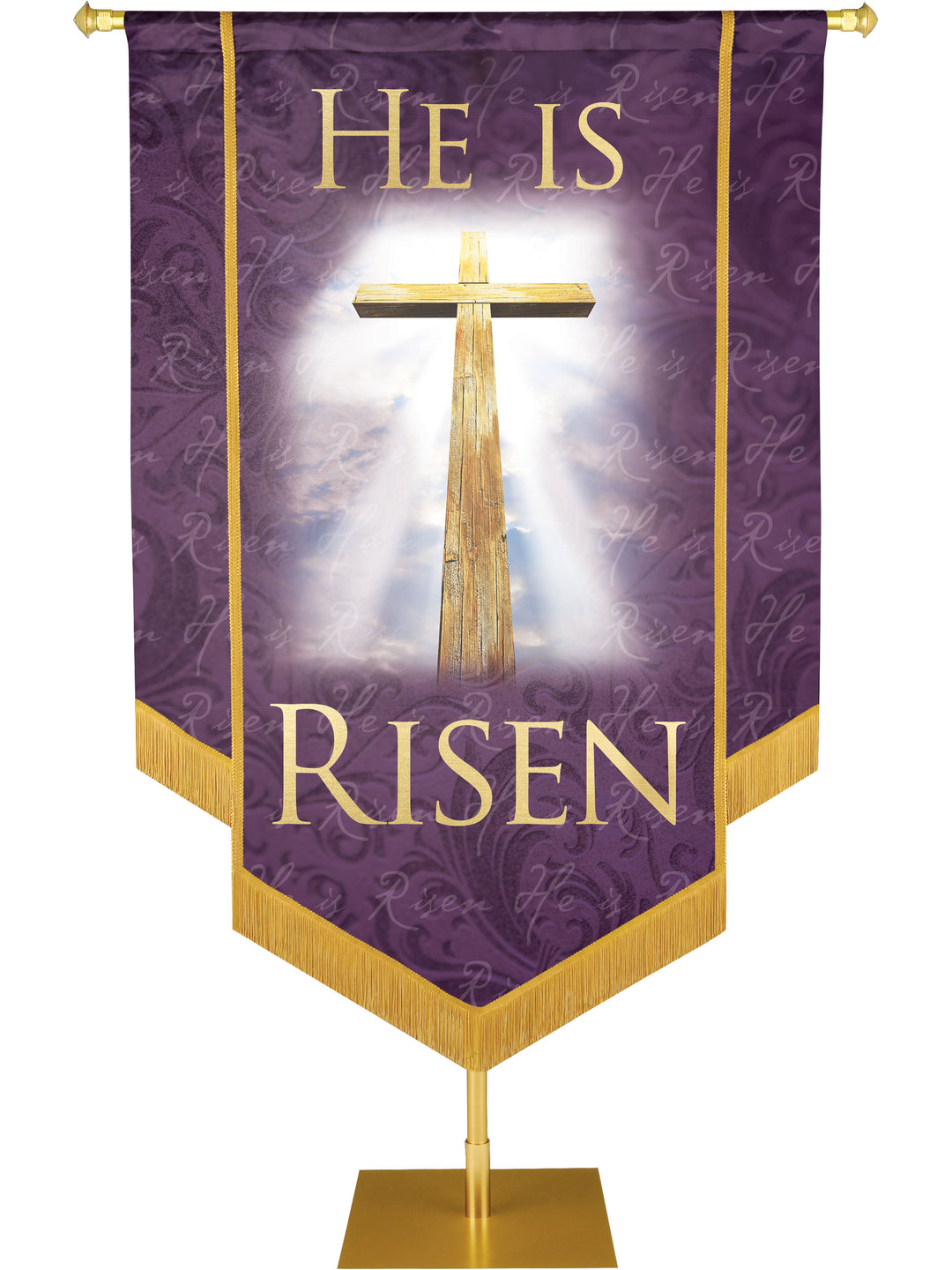 Names of Christ He Is Risen Embellished Banner - Handcrafted Banners - PraiseBanners