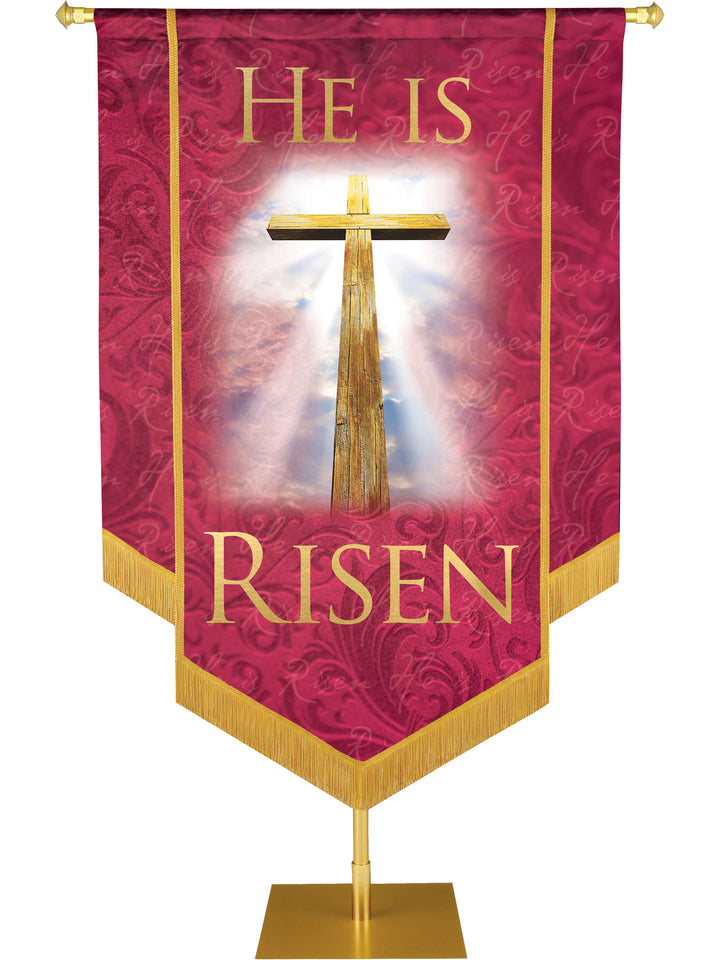 Names of Christ He Is Risen Embellished Banner - Handcrafted Banners - PraiseBanners