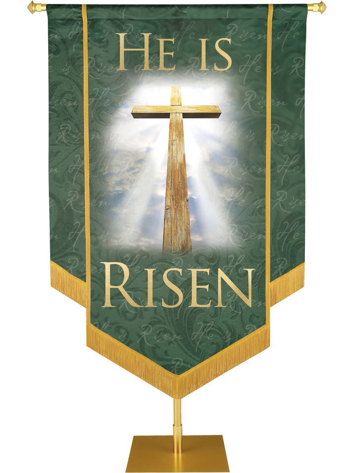 Names of Christ He Is Risen Embellished Banner - Handcrafted Banners - PraiseBanners