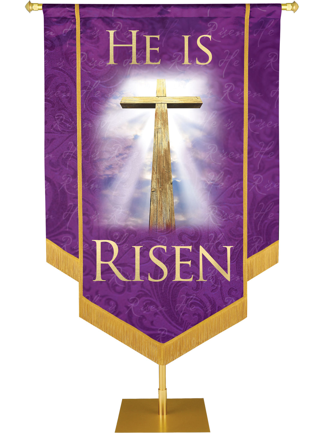 Names of Christ He Is Risen Embellished Banner - Handcrafted Banners - PraiseBanners