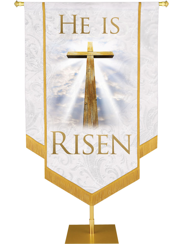 Names of Christ He Is Risen Embellished Banner - Handcrafted Banners - PraiseBanners