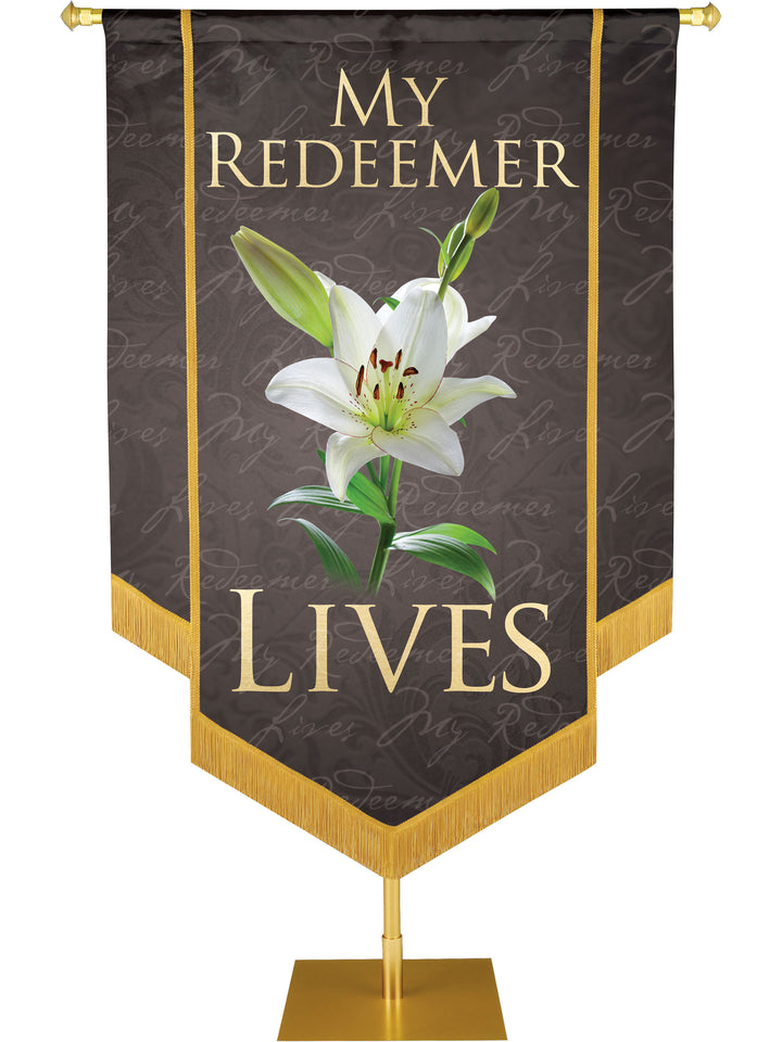 Names of Christ My Redeemer Lives Embellished Banner - Handcrafted Banners - PraiseBanners