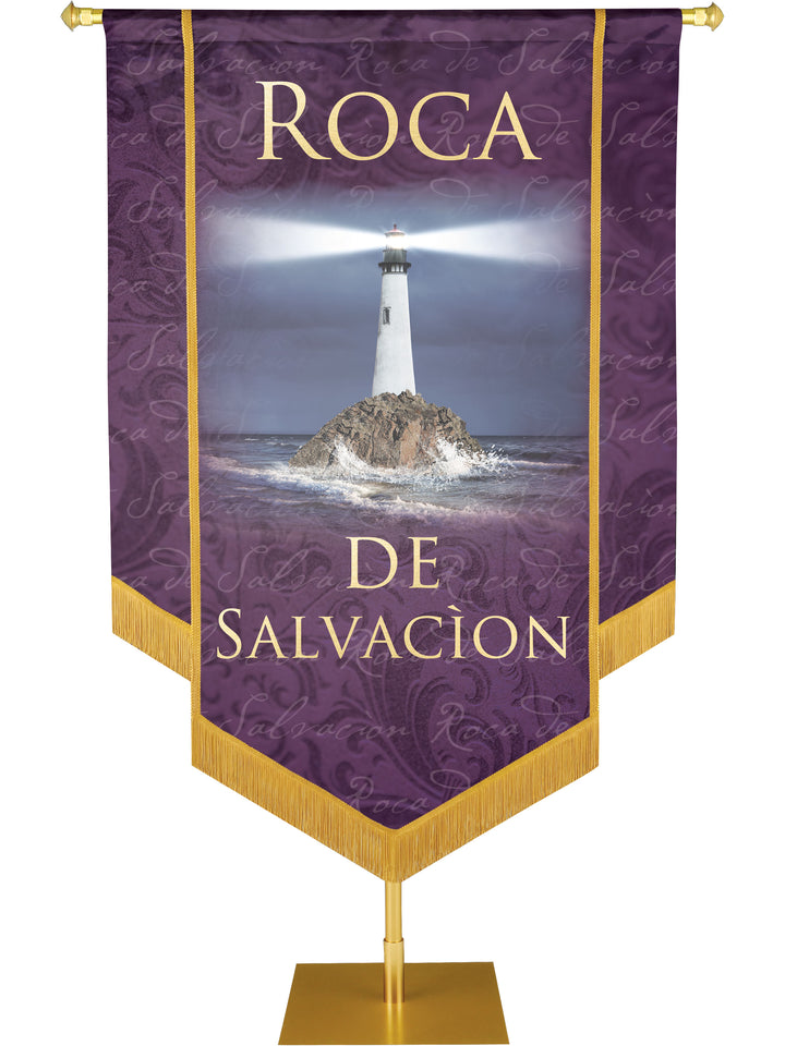 Roca De Salvacion Embellished Banner - Handcrafted Banners - PraiseBanners