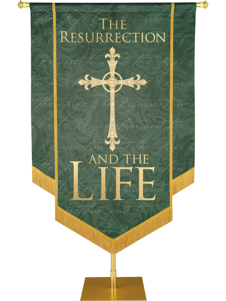 Names of Christ The Resurrection And The Life Embellished Banner - Handcrafted Banners - PraiseBanners