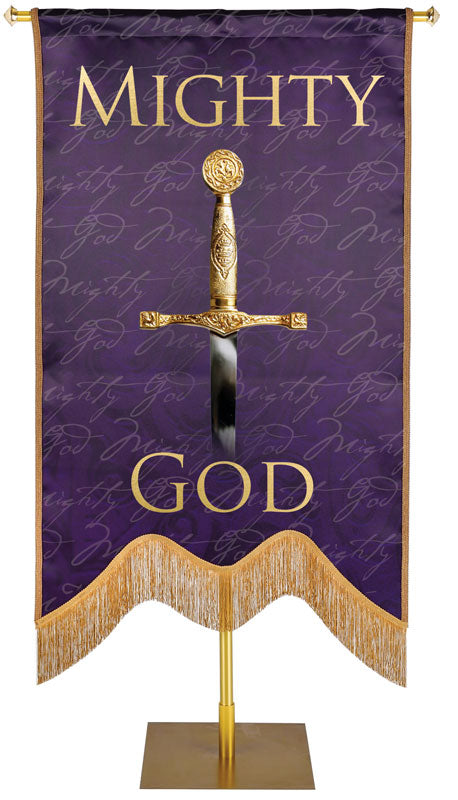 Names of Christ M-Shape Mighty God Embellished Banner - Handcrafted Banners - PraiseBanners