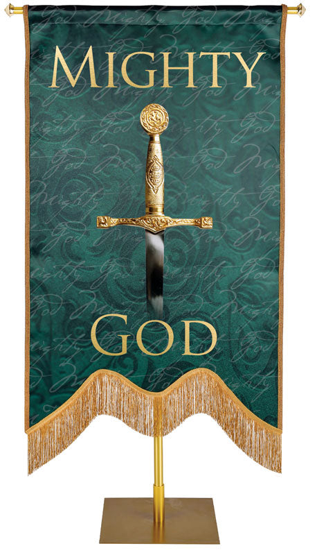 Names of Christ M-Shape Mighty God Embellished Banner - Handcrafted Banners - PraiseBanners