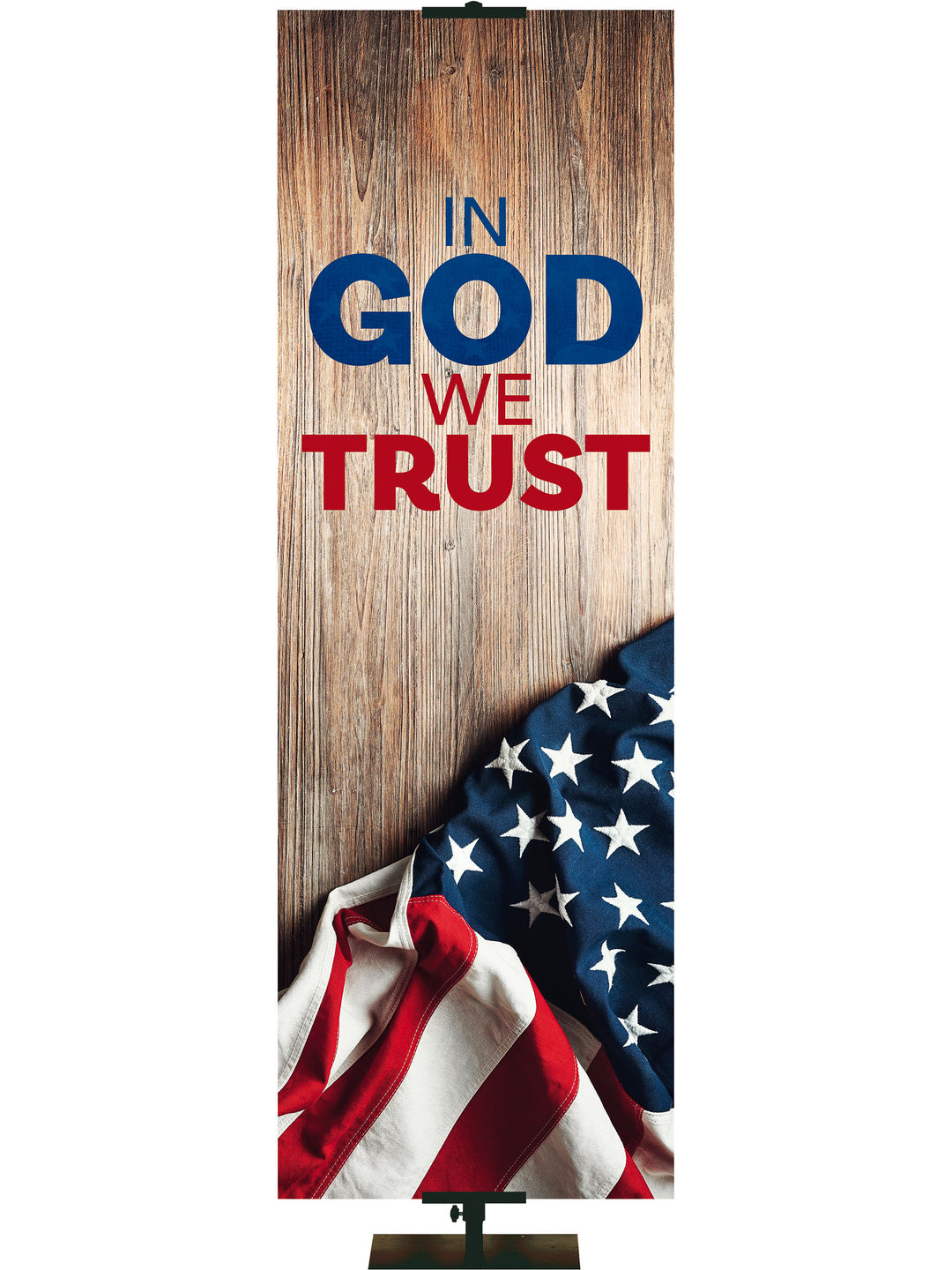 Patriotic In God We Trust Flag on Barn Wood - Patriotic Banners - PraiseBanners