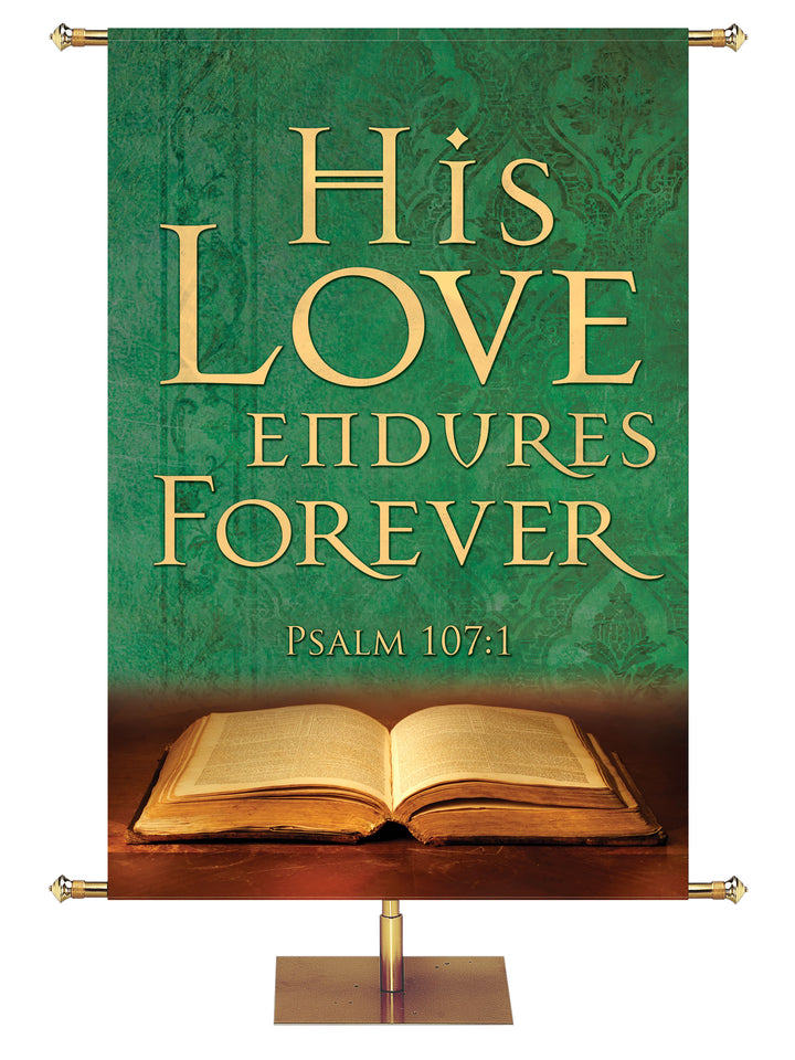 Scriptures For Life His Love Endures Forever - Year Round Banners - PraiseBanners