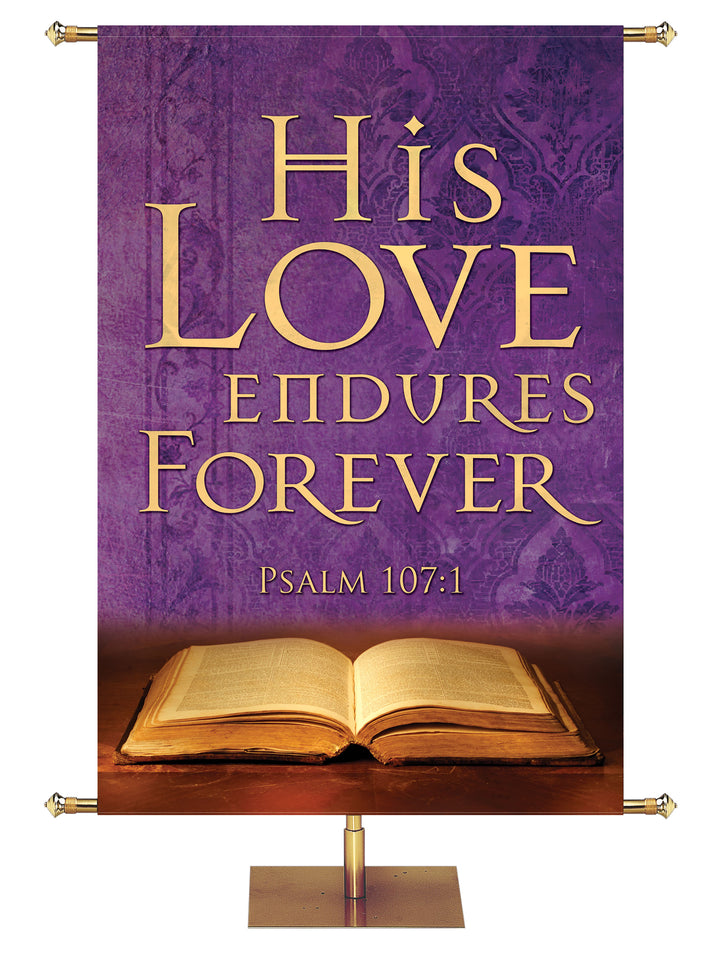 Scriptures For Life His Love Endures Forever - Year Round Banners - PraiseBanners