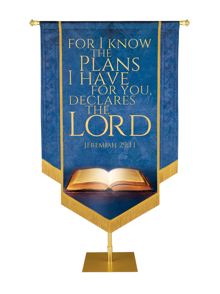 Holy Scriptures For I Know the Plans Embellished Banner - Handcrafted Banners - PraiseBanners