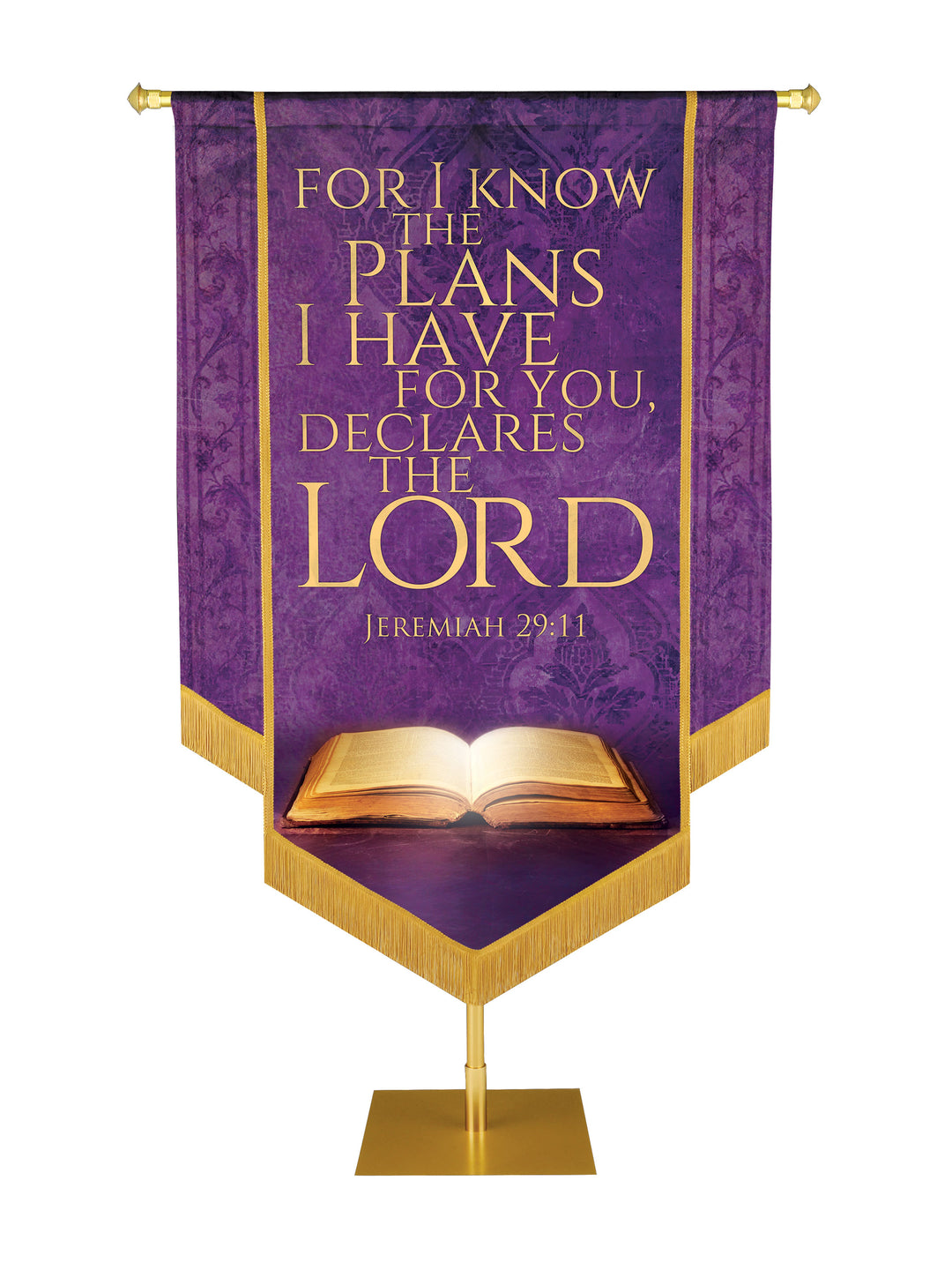 Holy Scriptures For I Know the Plans Embellished Banner - Handcrafted Banners - PraiseBanners