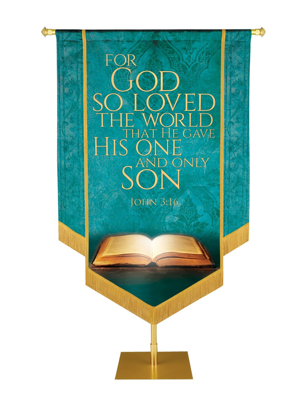 Holy Scriptures For God So Loved The World Embellished Banner - Handcrafted Banners - PraiseBanners