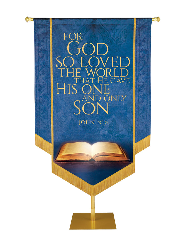 Holy Scriptures For God So Loved The World Embellished Banner - Handcrafted Banners - PraiseBanners