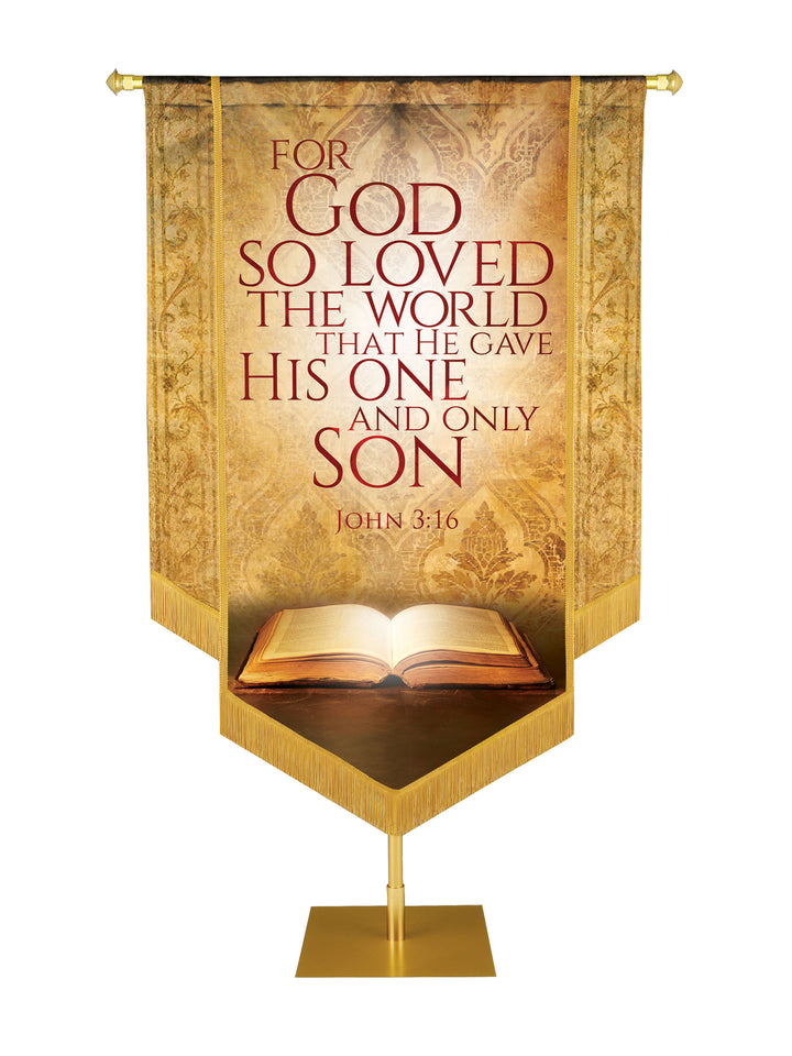 Holy Scriptures For God So Loved The World Embellished Banner - Handcrafted Banners - PraiseBanners