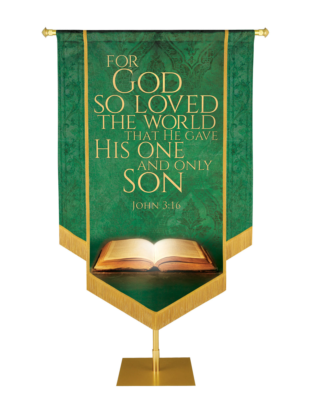 Holy Scriptures For God So Loved The World Embellished Banner - Handcrafted Banners - PraiseBanners