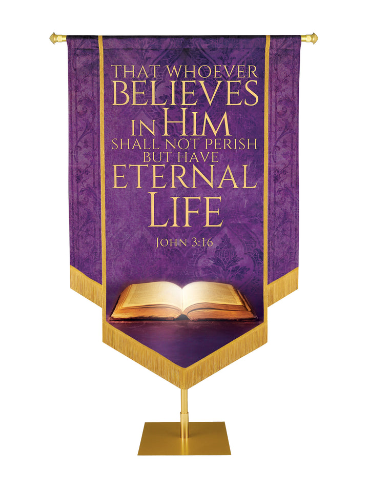 Holy Scriptures That Whoever Believes Embellished Banner - Handcrafted Banners - PraiseBanners