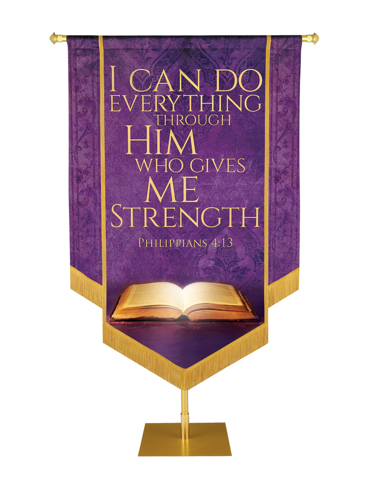 Holy Scriptures I Can Do Everything Through Him Embellished Banner - Handcrafted Banners - PraiseBanners