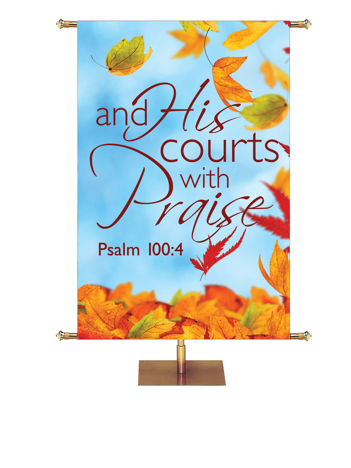 And His Courts Contemporary Thanksgiving Banner