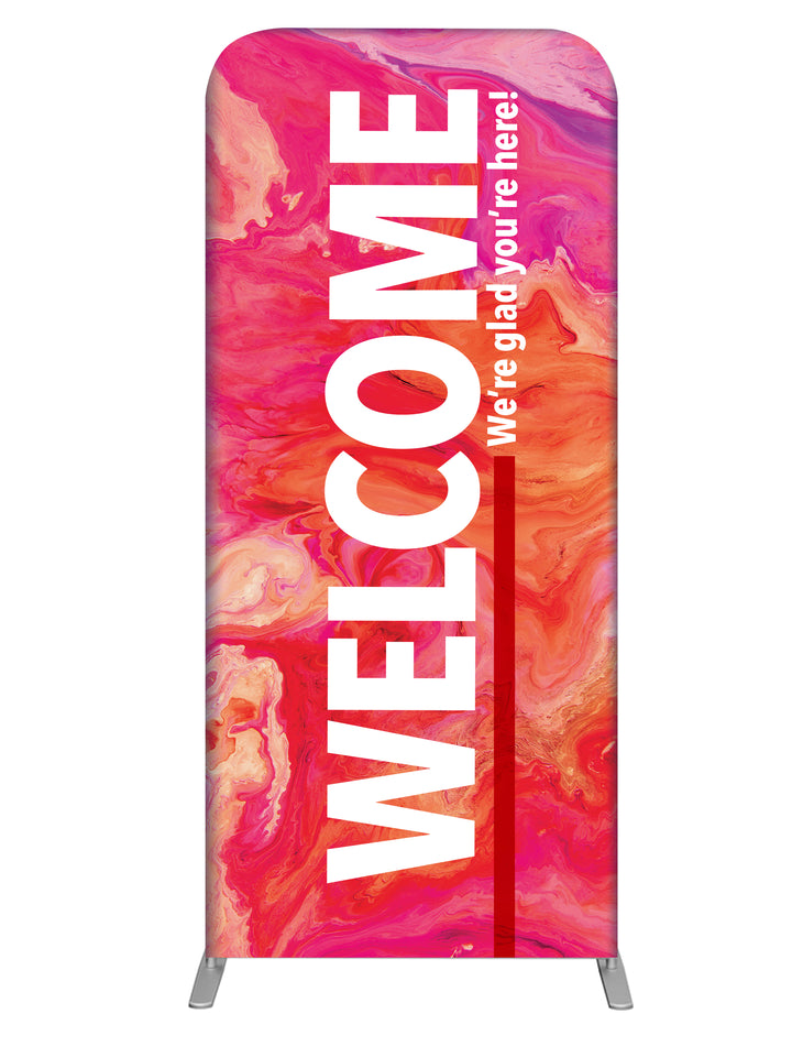 Church Welcome Tube Display Banner. Gospel Impressions design in Blue, Purple, Red and Teal