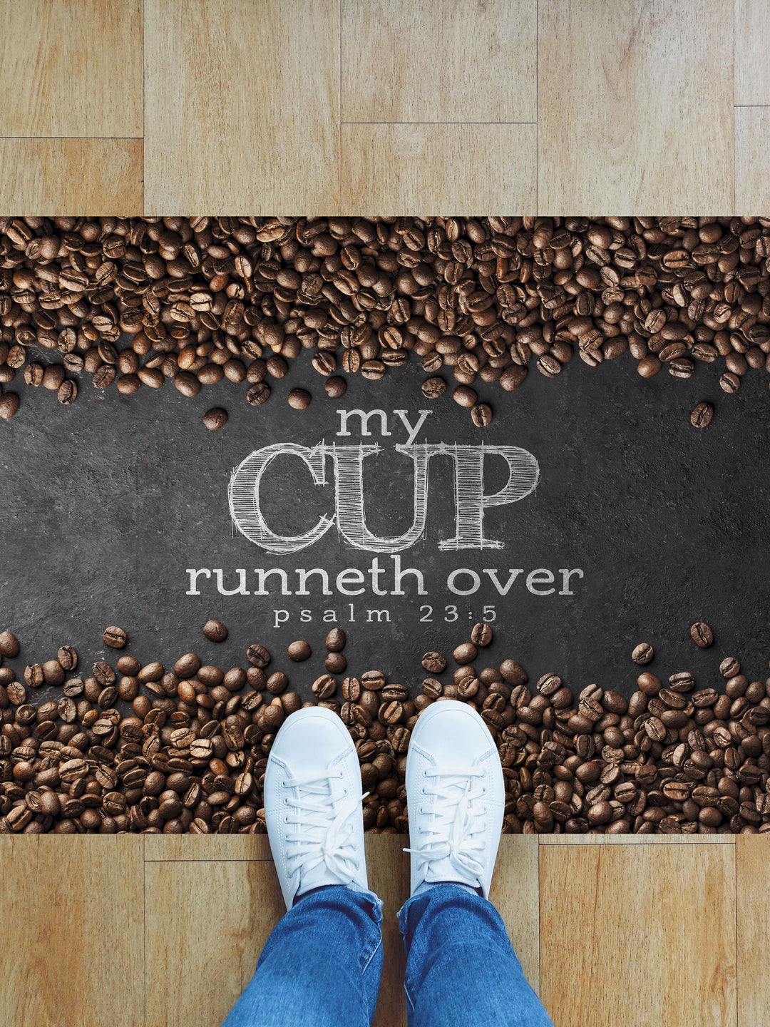 Cup Runneth Over Coffee Vinyl Kitchen Mat - Floors - PraiseBanners