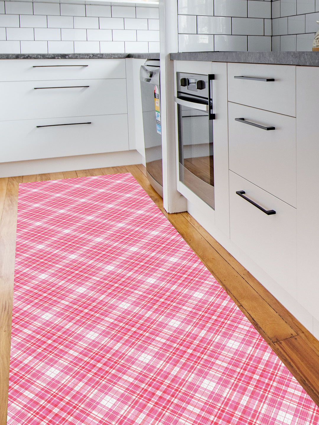 Pink Plaid Vinyl Floor Runner - Floors - PraiseBanners