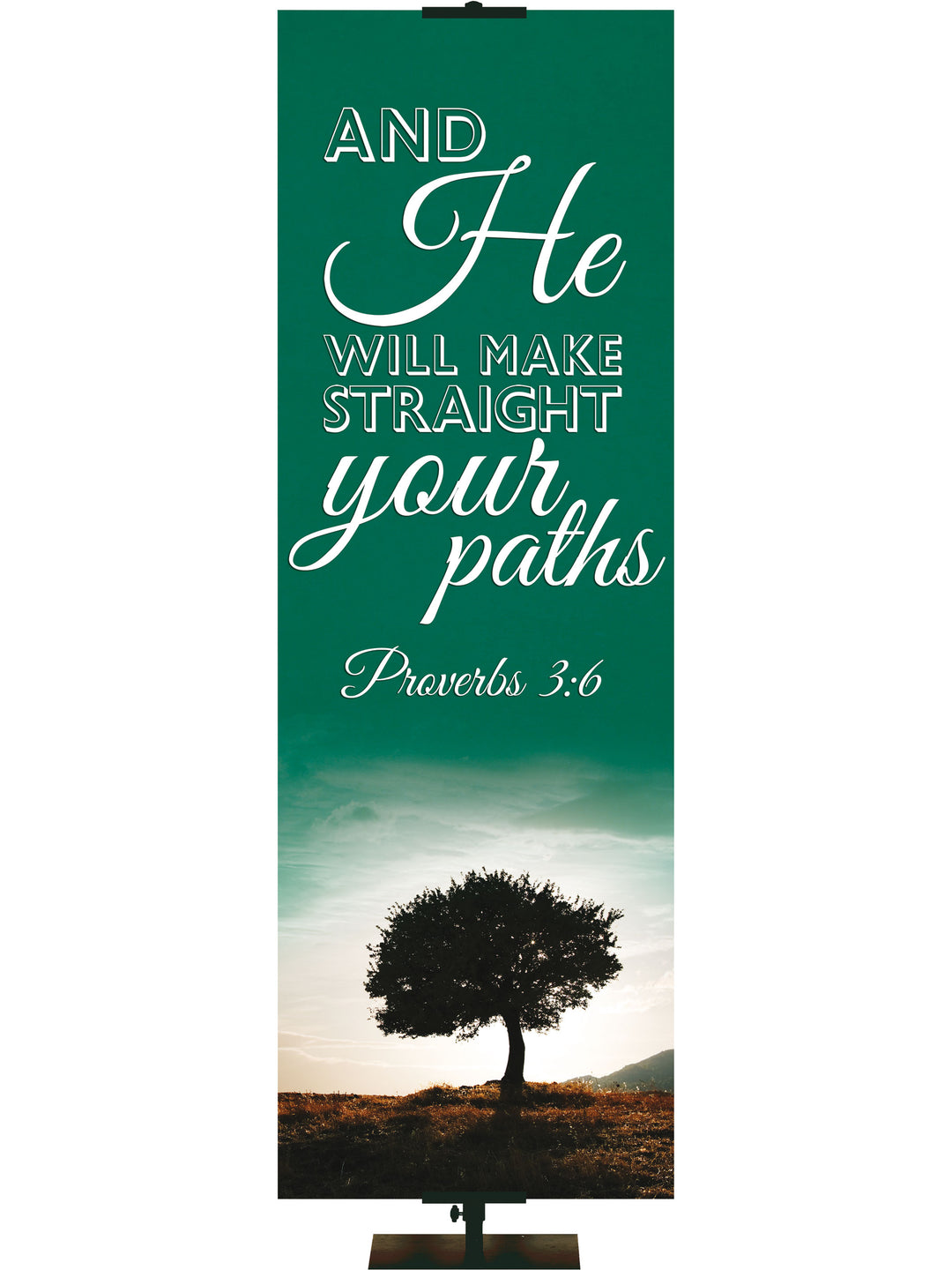 Straight Paths Banner Words of Wisdom Proverbs 3:6 in Blue, Green, Purple, Red, Sienna, Teal