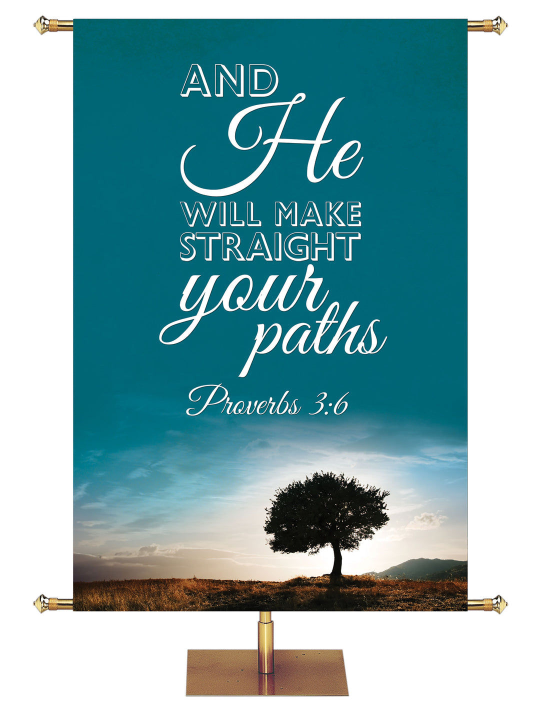 Straight Paths Banner Words of Wisdom Proverbs 3:6 in Blue, Green, Purple, Red, Sienna, Teal