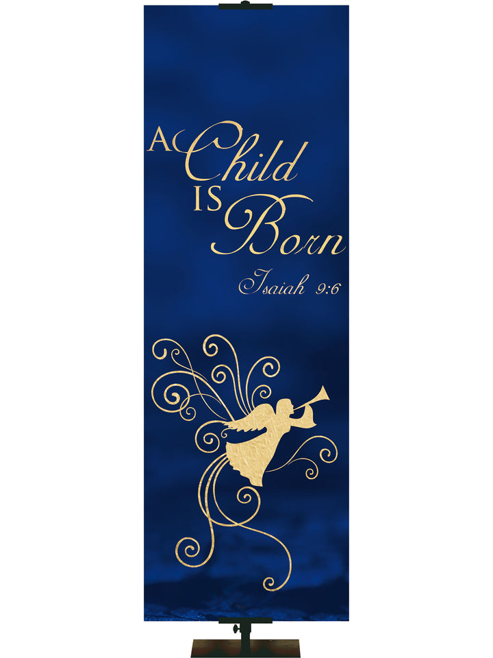 A Child is Born Faux Foil Christmas Banner