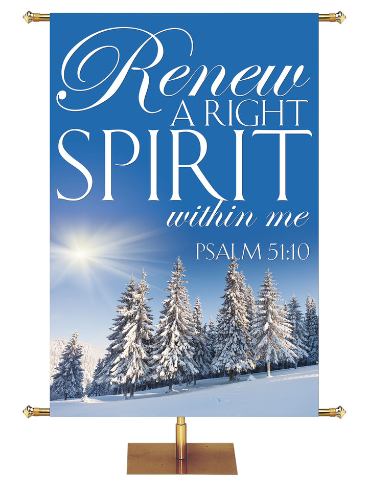 Portraits of Sacred Winter Renew A Right Spirit D - Christmas Banners - PraiseBanners