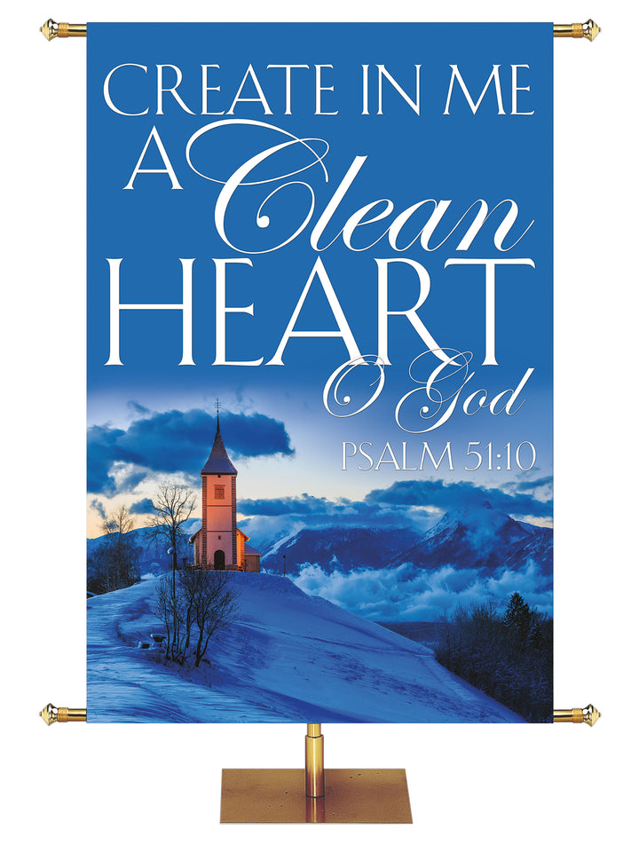 Portraits of Sacred Winter Create In Me a Clean Heart E - Christmas Banners - PraiseBanners