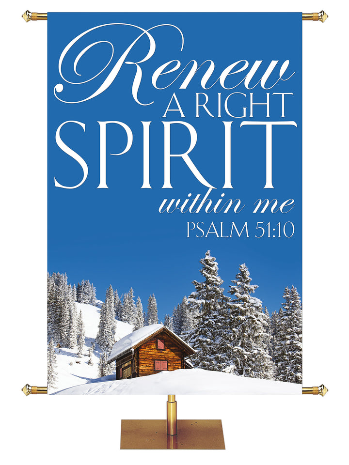 Portraits of Sacred Winter Renew A Right Spirit H - Christmas Banners - PraiseBanners